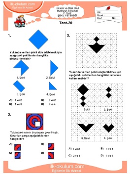 ilkokul 1. Sınıf Bilsem Zeka Testi 